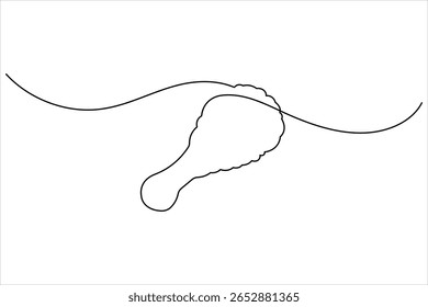 Fried chicken drumstick continuous one line drawing of white background with minimalist outline style