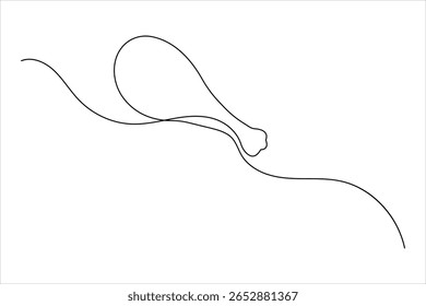 Fried chicken drumstick continuous one line drawing of white background with minimalist outline style