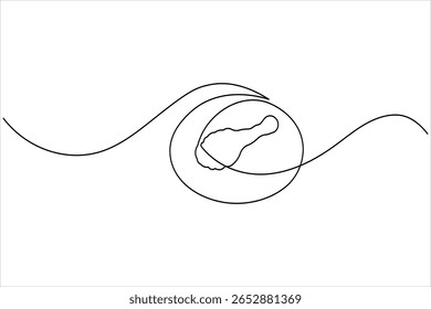 Baqueta de pollo frito dibujo continuo de una línea de fondo blanco con estilo de contorno minimalista