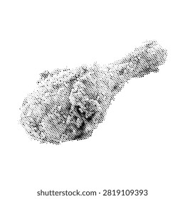 Fried chicken drumstick halftone graphic illustration with drumstick, halftone