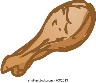 Fried chicken drumstick, hand drawn look illustration