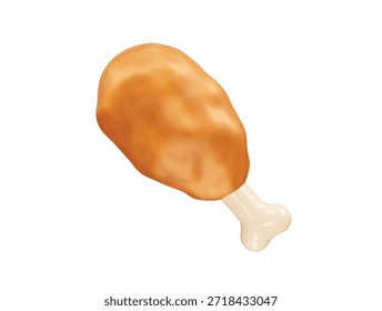 Frango frito ícone Drumstick Ilustração de renderização 3d