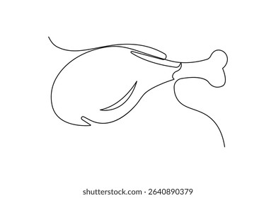 Fried chicken drumstick one line drawing illustration