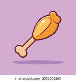 Frango Frito Drumstick Vetor Ícone Ilustração.