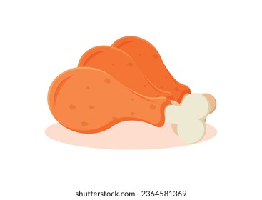 Fried Chicken Drumstick Vector Illustration Isolated On white Background
