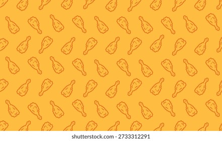 fried chicken drumsticks seamless pattern background. yellow background chicken thighs seamless pattern for packaging or wrapping paper.