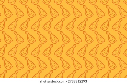 fried chicken drumsticks seamless pattern background. yellow background chicken thighs seamless pattern for packaging or wrapping paper.