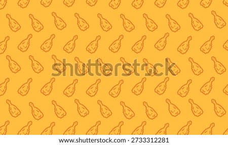 fried chicken drumsticks seamless pattern background. yellow background chicken thighs seamless pattern for packaging or wrapping paper.