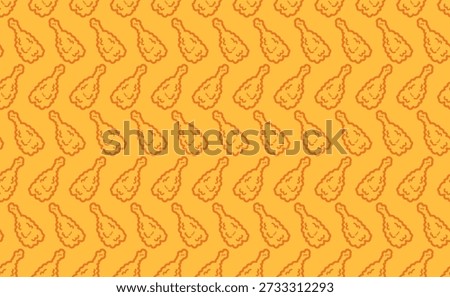 fried chicken drumsticks seamless pattern background. yellow background chicken thighs seamless pattern for packaging or wrapping paper.