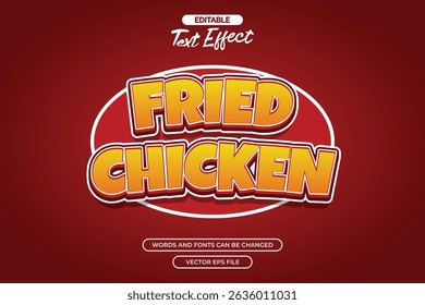 Fried chicken editable text effect with cartoon style text and red background