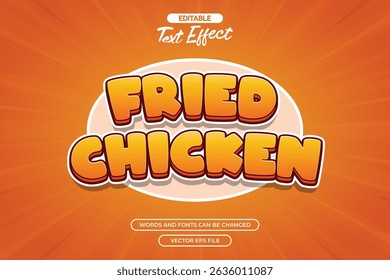 Fried chicken editable text effect with cartoon text style and comic background