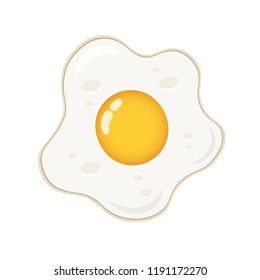 Huevo de pollo frito. Almuerzo rápido, desayuno, cena. Ilustración vectorial.