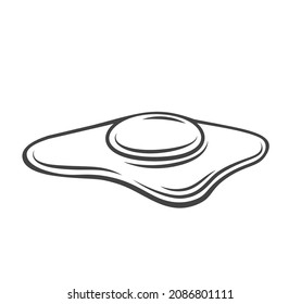 Fried chicken egg food cooking outline drawn vector illustration.