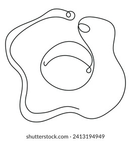 fried, chicken egg logo drawn with one line in line art style, for logo