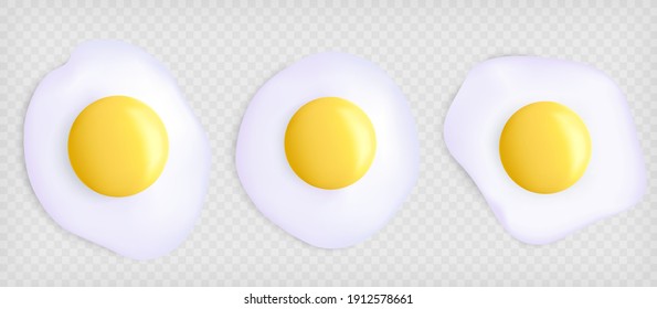 Fried chicken eggs set. Isolated on transparent background. Vector illustration.