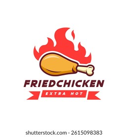 fried chicken with extra spicy flame restaurant logo