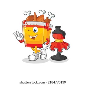 the fried chicken fashion designer vector. cartoon character