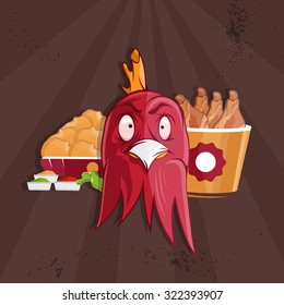 fried chicken fast food vector illustration