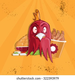 fried chicken fast food vector illustration