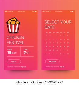 Fried Chicken Festival Ticket Booking App Interface Design