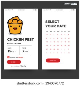 Fried Chicken Festival Ticket Booking App Interface Design