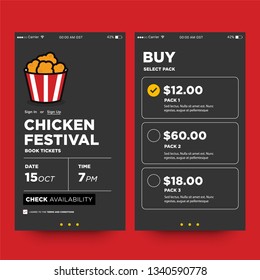 Fried Chicken Festival Ticket Booking App Interface Design