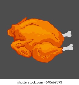 Fried chicken. Flat icon design Vector illustration