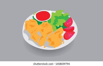 Fried Chicken Flat Illustration Vector