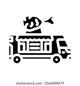 fried chicken food truck glyph icon vector. fried chicken food truck sign. isolated symbol illustration