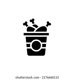 Fried Chicken With Glyph Icon Illustration