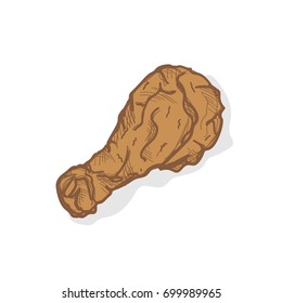 fried chicken hand drawing food object