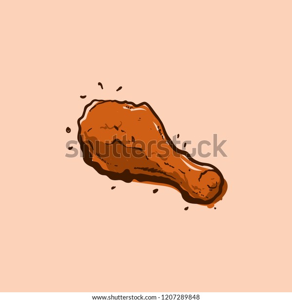 Fried Chicken Hand Drawn Illustration Stock Vector (Royalty Free