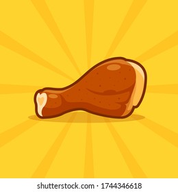 fried chicken hen leg, hen wing, fillet sliced. isolated cartoon vector illustration