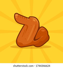 Fried Chicken Hen Leg, Hen Wing, Fillet Sliced. Isolated Cartoon Vector Illustration