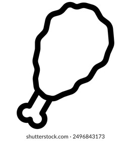 fried chicken icon with black outline style
