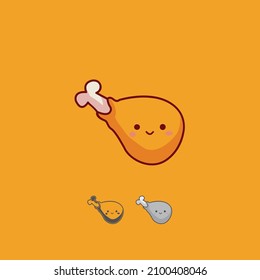 Fried Chicken Icon Character with vector Illustration. Colorful, color variations, editable, and resizable. 