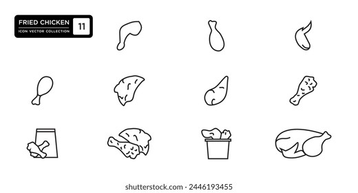 Fried chicken icon collection, vector icon templates editable and resizable