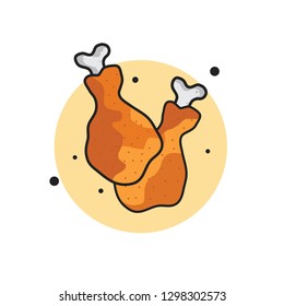 Fried Chicken Icon with Colour