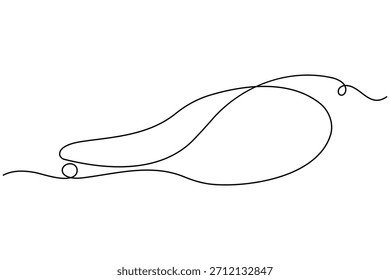 Fried chicken icon continuous one line drawing on white background minimalist drumstick leg wing sign symbol outline vector illustration