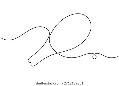 Ícone de frango frito desenho contínuo de uma linha no fundo branco minimalista drumstick perna símbolo símbolo delineamento vetor ilustração