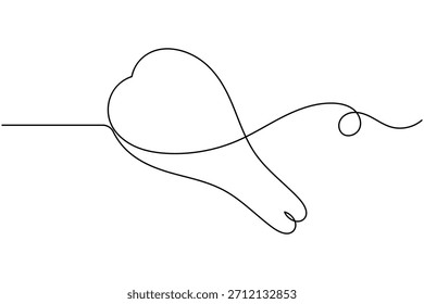 Ícone de frango frito desenho contínuo de uma linha no fundo branco minimalista drumstick perna símbolo símbolo delineamento vetor ilustração