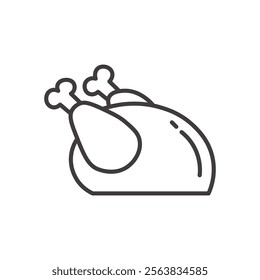 Fried Chicken Icon Depicting a Drumstick in Black and White