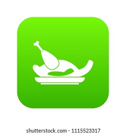 Fried chicken icon digital green for any design isolated on white vector illustration