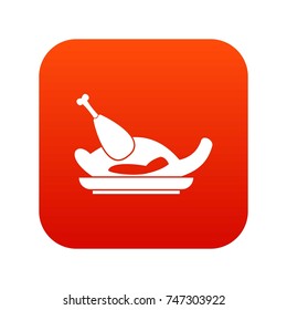 Fried chicken icon digital red for any design isolated on white vector illustration