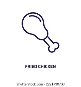 Fried Chicken Icon From Hotel Collection. Thin Linear Fried Chicken, Chicken, Lunch Outline Icon Isolated On White Background. Line Vector Fried Chicken Sign, Symbol For Web And Mobile