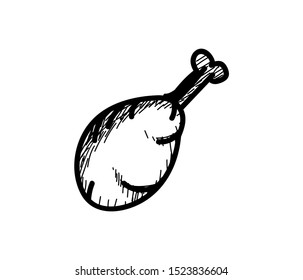 fried chicken icon illustration vector hand drawn