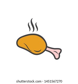 fried chicken icon logo illustration vector 