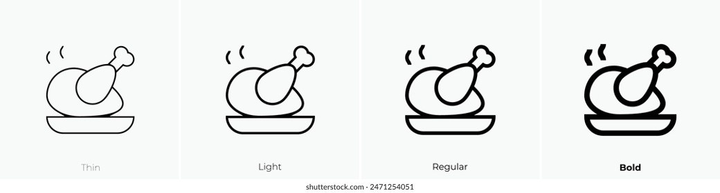 fried chicken icon. Thin, Light Regular And Bold style design isolated on white background