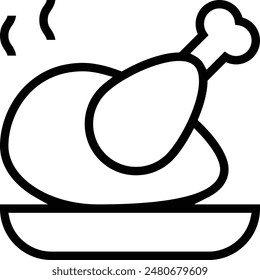 fried chicken icon. Thin linear style design isolated on white background