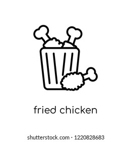 fried chicken icon. Trendy modern flat linear vector fried chicken icon on white background from thin line Restaurant collection, outline vector illustration